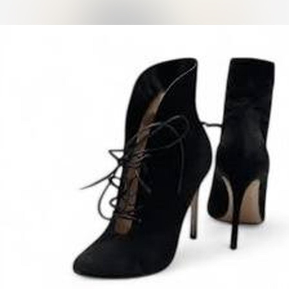Like New Black Lace Peep Toe Stiletto Booties | Elegant Evening Heels